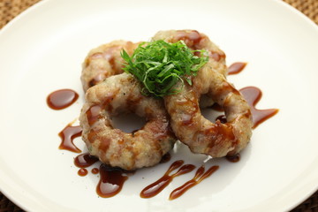 ゴーヤの肉巻き／Bitter gourd wrapped in sliced meat