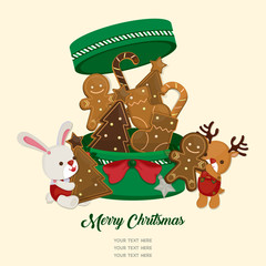 Christmas illustration with cute elements on white background.