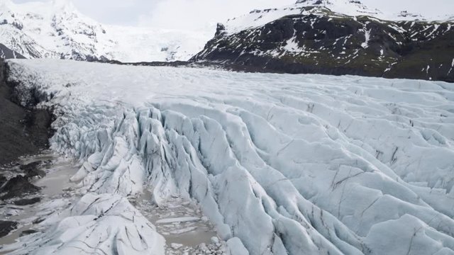 Snowy glaciers in Iceland, aerial shot