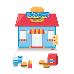 Burger Restaurant. Vector illustration in flat style.