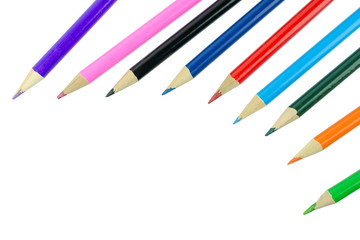 Multicolored pencils isolated on white background