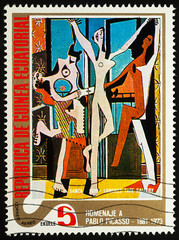 Painting Dancer by Picasso on postage stamp - obrazy, fototapety, plakaty