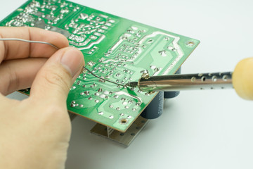 Repair of electronic devices, tin soldering parts