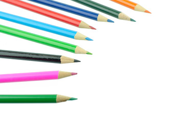 Multicolored pencils isolated on white background