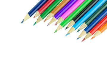 Multicolored pencils isolated on white background
