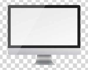 Computer monitor display with blank screen isolated on transparent background.