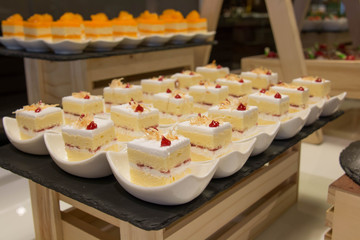 Mini cake on the table for the buffet