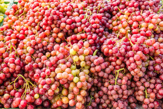 Fresh red grapes at the market