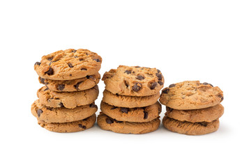 stack of chocolate chip cookies on white