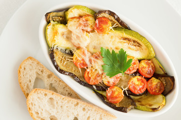 vegetables roaste with cheese in tart style