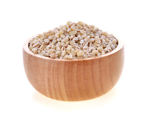 barley grain seed on wooden bowl background