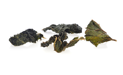 Mulberry tea, Mulberry leaf on white background.