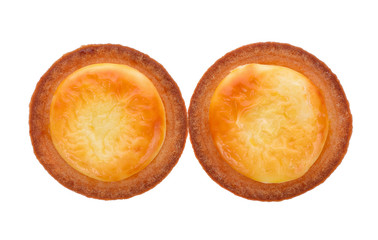freshly baked Hokkaido cheese tarts isolated on white background
