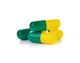 pills capsules on white background