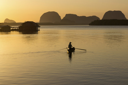 Sunrise At The Fishing Village Thailand