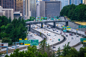 Obraz premium seattle washington city skyline early morning