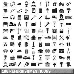 100 refurbishment icons set, simple style 