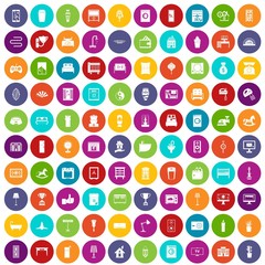 100 interior icons set color