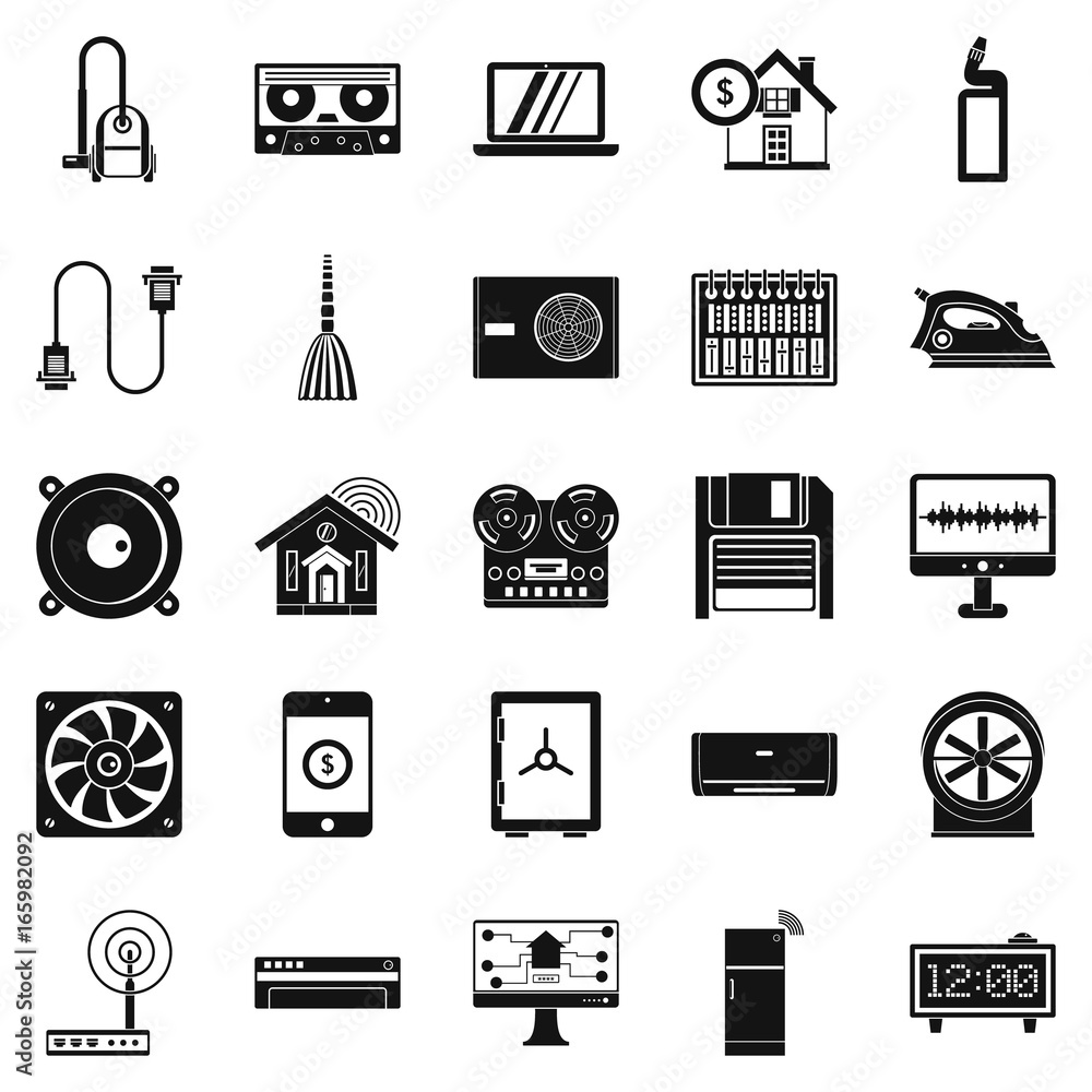 Poster software icons set, simple style