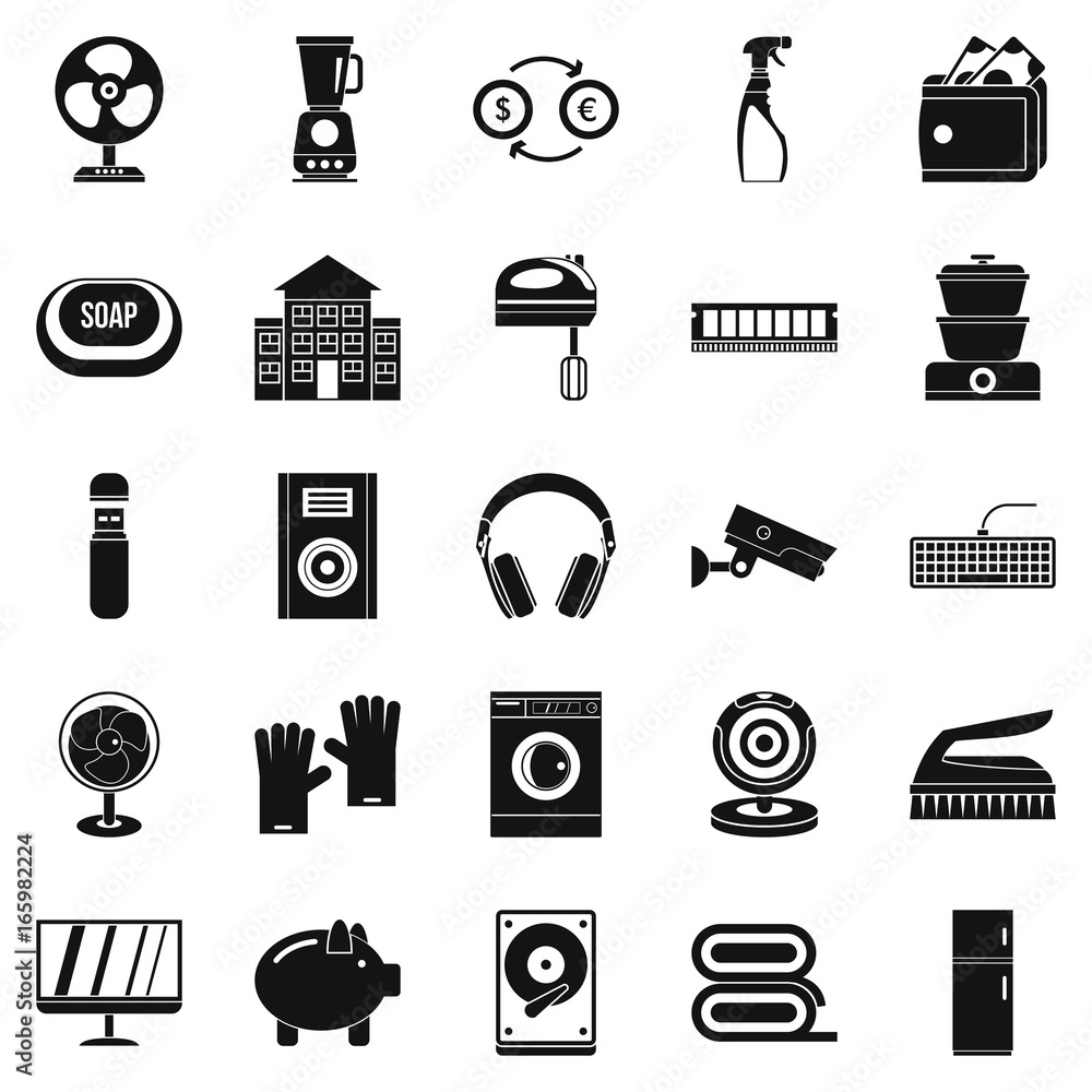 Poster computer app icons set, simple style