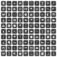 100 motorsport icons set black