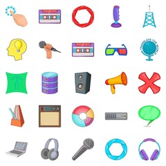 Applications icons set, cartoon style