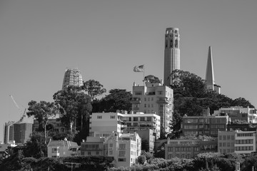 Black and white of part of the San Francisco skyline
