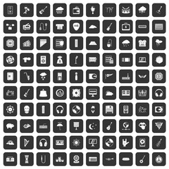100 music festival icons set black