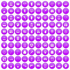 100 business day icons set purple