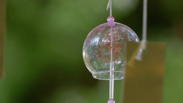 &lsquo;Furin&rsquo; - Japanese traditional wind chime (bell) swaying in wind
