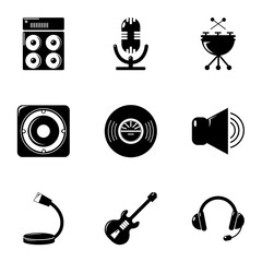 Music equalizer icons set, simple style