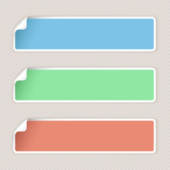 Obraz premium Rectangle colored stickers with white corner. Paper labels