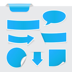Blue stickers on gray background