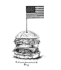 Usa flag top of burger- 4th July Design