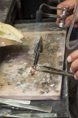 Hand-made wedding ring by goldsmith craftsman