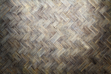 Bamboo weave wood from handmade crafts basket with dirty fungus or mold for interior design business, exterior decoration and industrial construction idea concept.