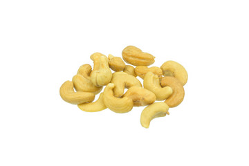 Roasted salted cashews isolated on a white background