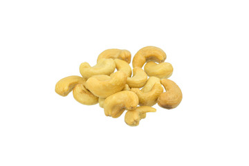 Roasted salted cashews isolated on a white background