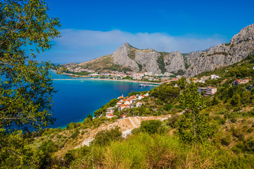 Fototapeta na wymiar Landscape of the town Omis, Croatia. Dalmatia Coast.