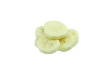 Banana slices isolated on a white
