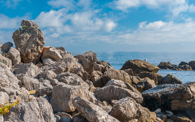 Black Sea shore in natural reserve on Cape Martyan, Crimean peninsula