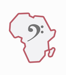 Isolated Africa map with an F clef