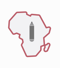 Isolated Africa map with a pencil