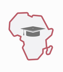 Isolated Africa map with a graduation cap
