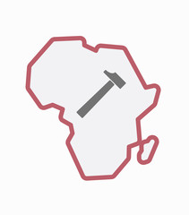 Isolated Africa map with a hammer