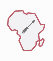 Isolated Africa map with a screwdriver