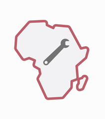 Isolated Africa map with a spanner