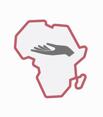 Isolated Africa map with a hand offering