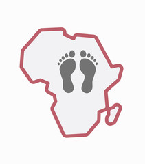 Isolated Africa map with two footprints
