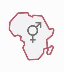 Isolated Africa map with a bigender symbol